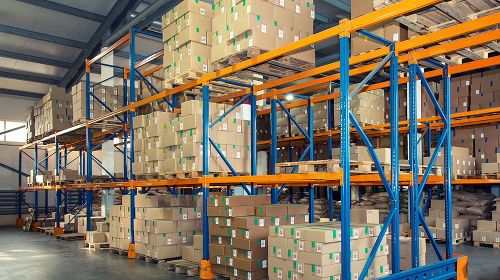 Industrial steel storage warehouse